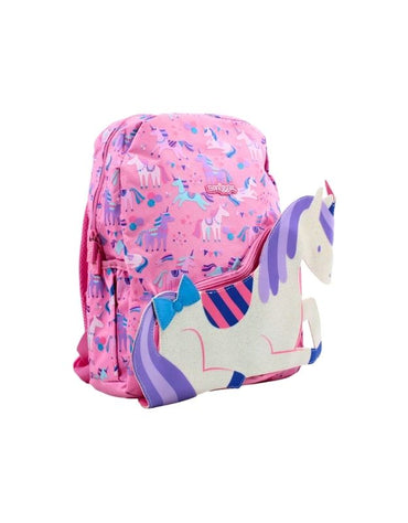 Smiggle 15" pink unicorn hoodie backpack with 3D unicorn front design