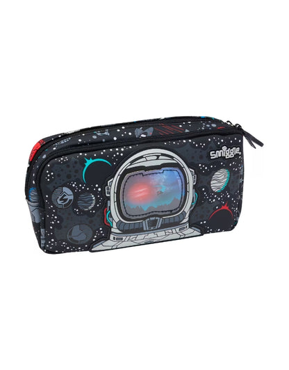 Smiggle Eclipse Pocket Character Pencil Case with astronaut helmet and space planets design