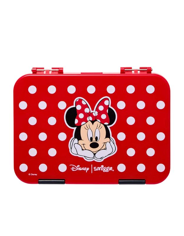 Smiggle Minnie Mouse Happy Medium Bento Lunchbox with red polka dot design