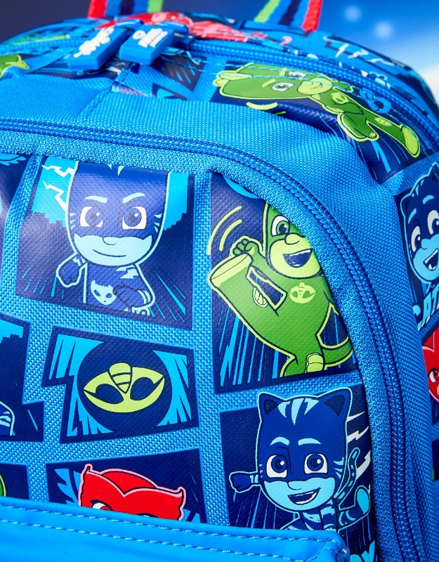 Close-up of Smiggle PJMasks Power Heroes Teeny Tiny Backpack showing character artwork.