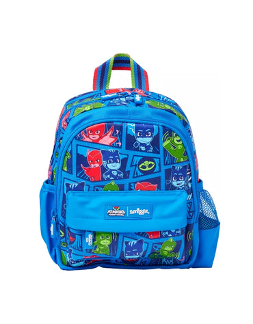 Smiggle PJMasks Power Heroes Teeny Tiny Backpack front view with character designs.