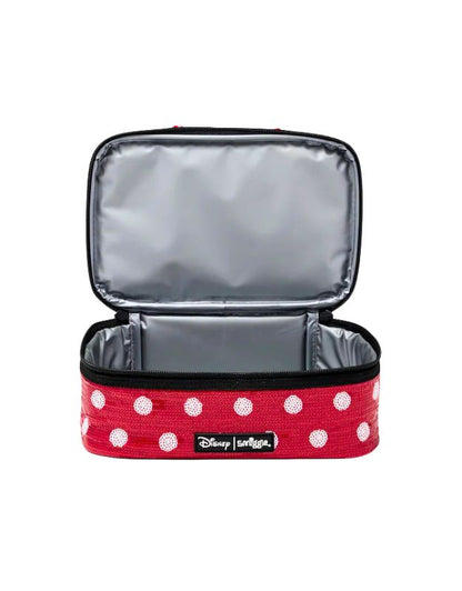 Smiggle Red Minnie Mouse Double Decker Lunchbox open view with spacious bottom compartment