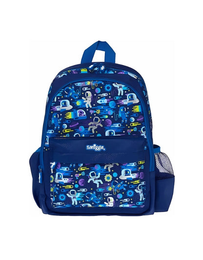 Smiggle small backpack space astronaut design with blue and multicolor space pattern