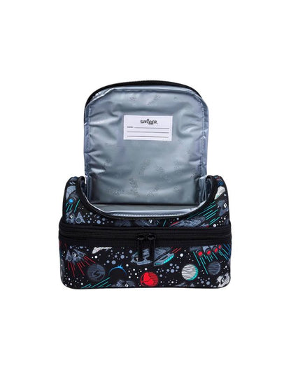 Smiggle Space Astronaut Double Decker Lunchbox open view with insulated interior