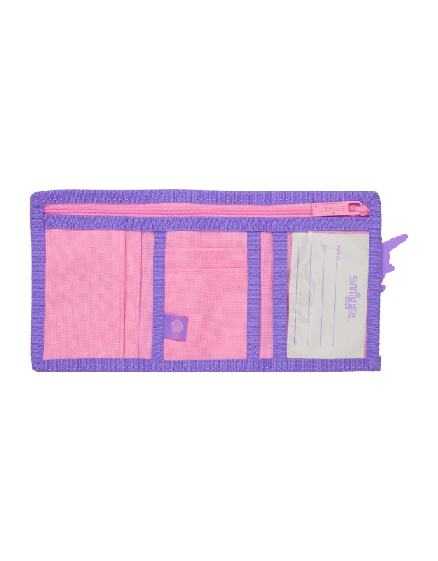 Smiggle Unicorn Pink Wallet inside view with card slots and zip pocket