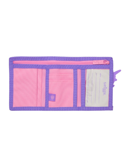 Smiggle Unicorn Pink Wallet inside view with card slots and zip pocket