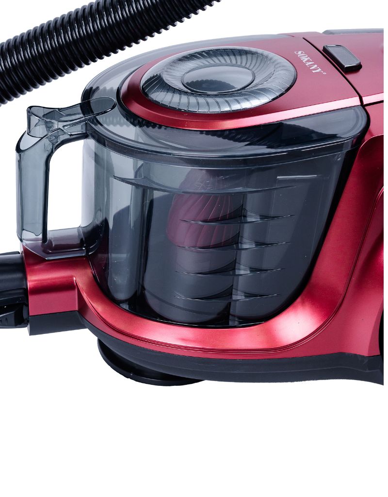 Close-up of Sokany High Power Vacuum Cleaner 4000W transparent dust container