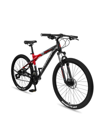 Side view of the red and black Spartan 27.5-inch Ampezzo MTB alloy bicycle.