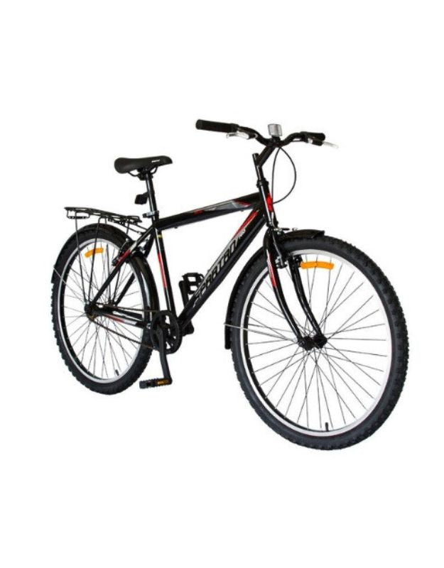 A side view of the black and gray Spartan 26-inch Commuter MTB bicycle.
