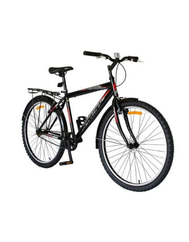A side view of the black and gray Spartan 26-inch Commuter MTB bicycle.

