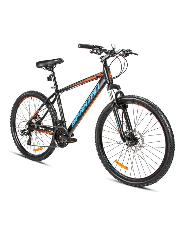 A side view of the grey and black Spartan 26-inch Master MTB mountain bicycle