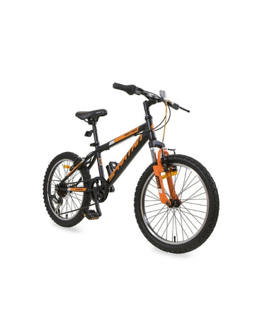 A side view of the Spartan 20-inch Panther MTB mountain bike in black with red and gray accents.