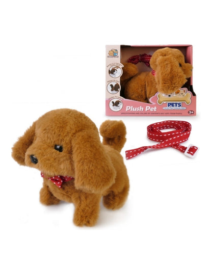 Dog Walking on a Leash Interactive Mascot Brown