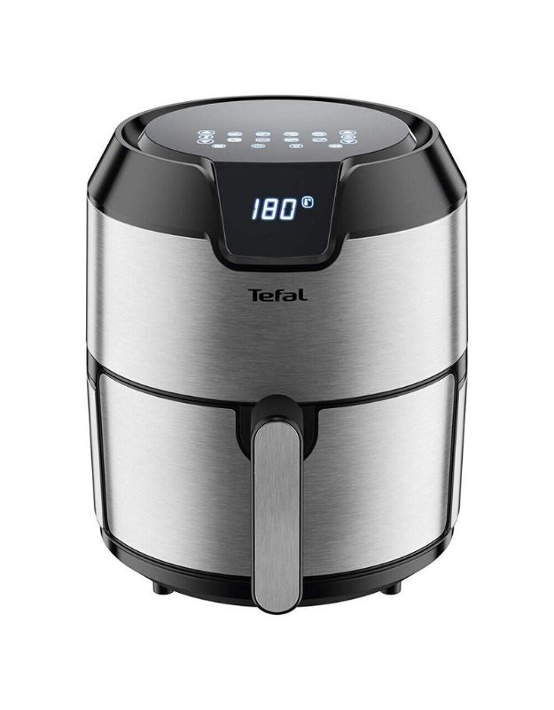 Tefal stainless steel air fryer with modern compact design.