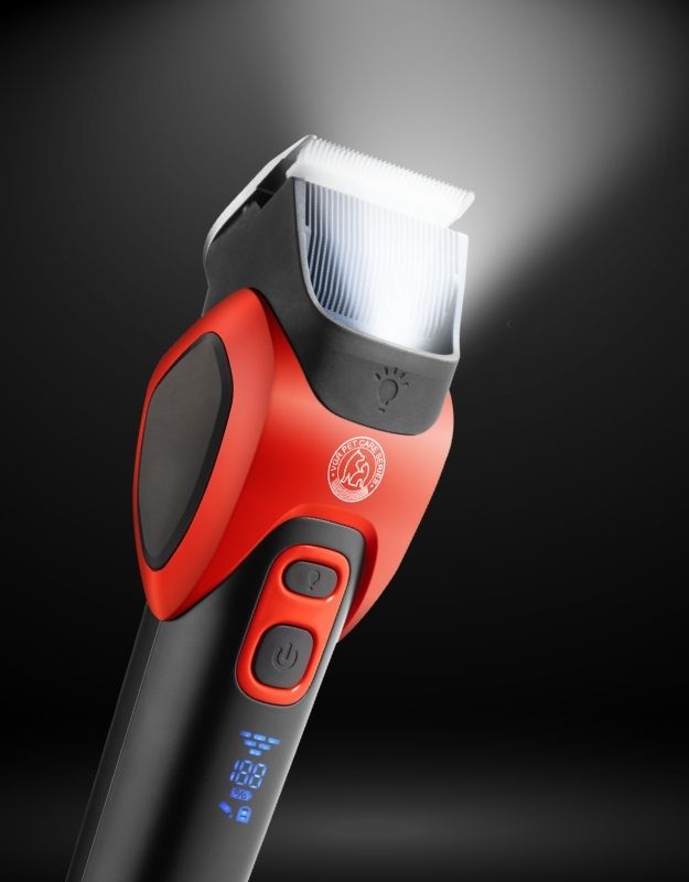 VGR dog grooming clipper with LED light and digital display.