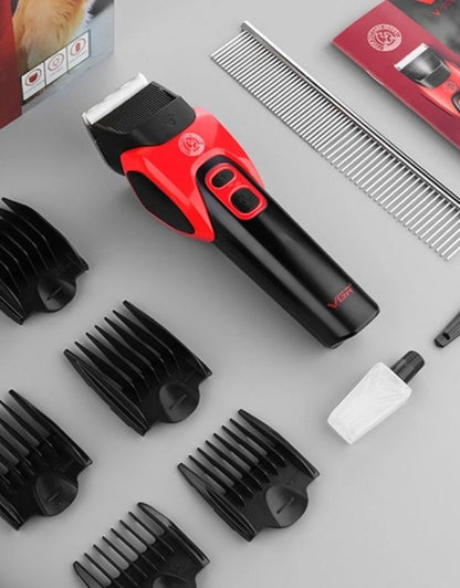 VGR pet hair trimmer kit with attachments and grooming comb.