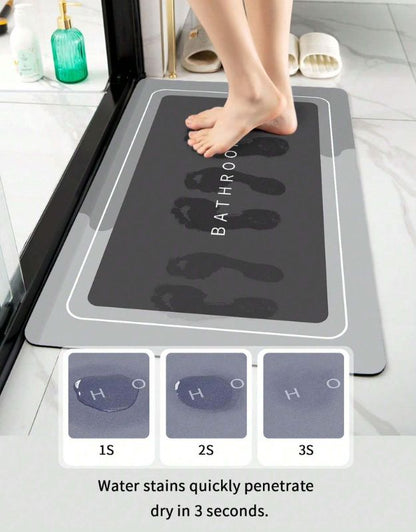 Anti-slip bathroom carpet with water absorption which water stains quickly penetrate dry in 3 seconds.