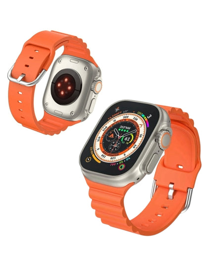 Waterless Ultra 8 Apple Smart Watch 49mm front and back view with orange silicone strap