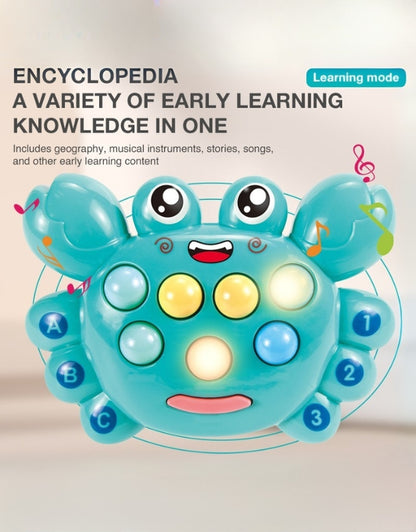 An image of the Whack-a-Mole game, highlighting the light-up moles and the buttons for different sound and light modes